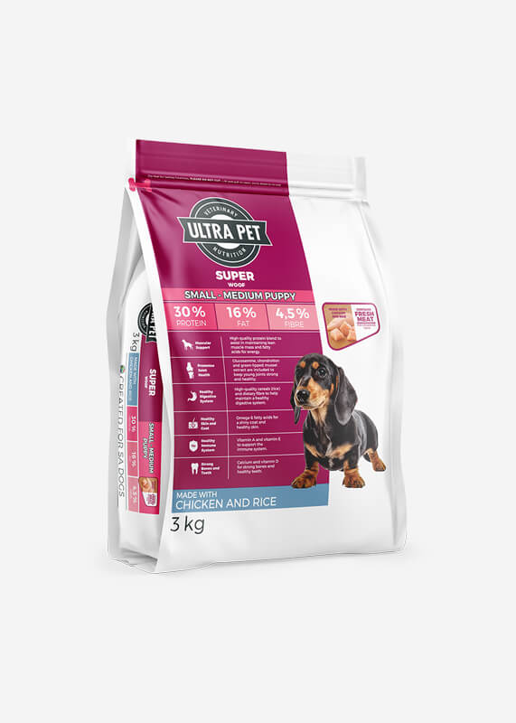 Ultra Superwoof Chicken and Rice Small & Medium Puppy Food - 3kg