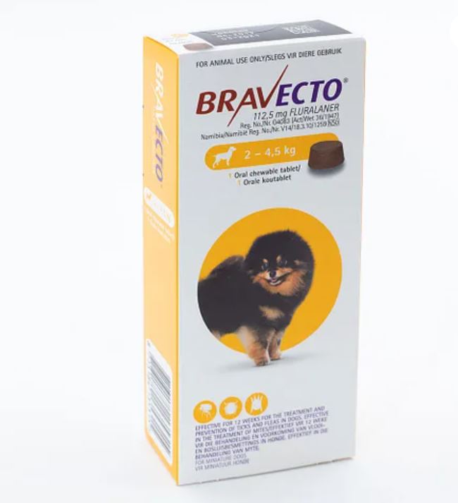 BRAVECTO CHEWABLE TOY YELLOW (2-4.5KG)