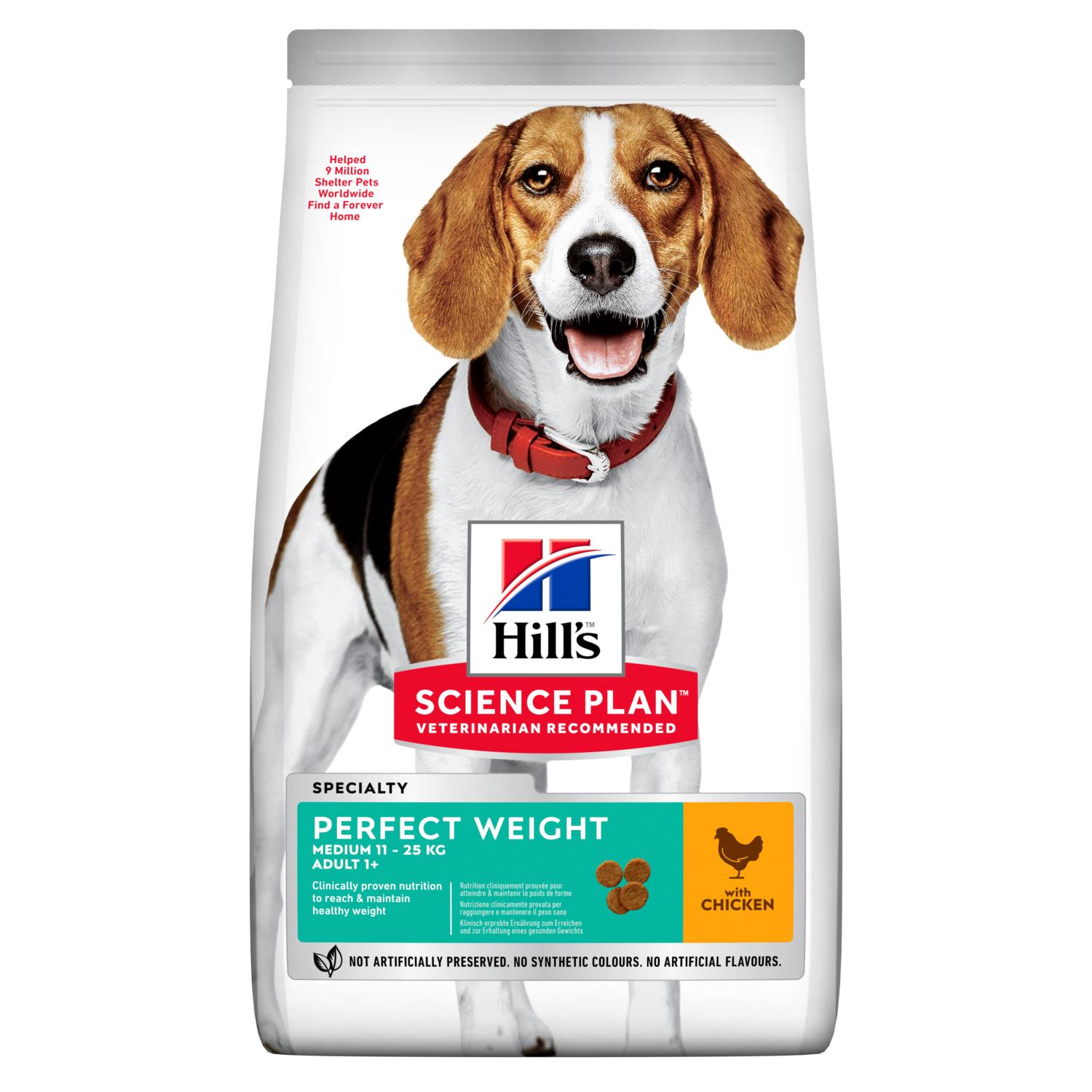 HILL'S SCIENCE PLAN Adult Perfect Weight Medium Dry Dog Food Chicken Flavour - 12kg