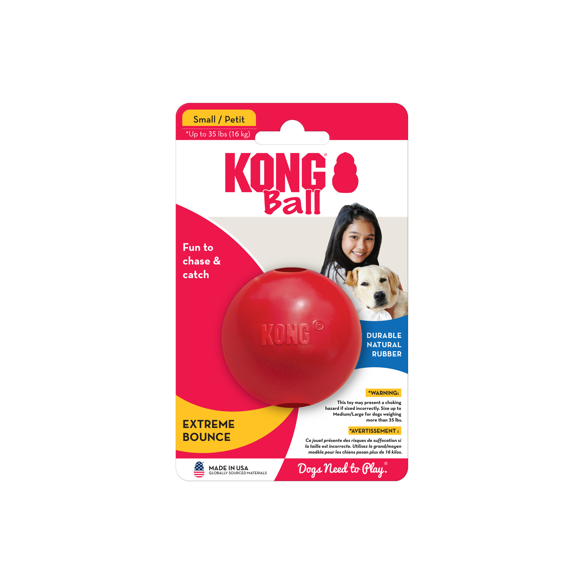 Kong Red Rubber Ball Dog Toy (Small)