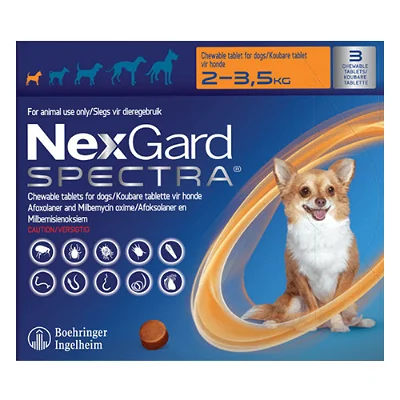 Nexgard Spectra X-Small 2-3,5kg Tabs (Pack of 3)