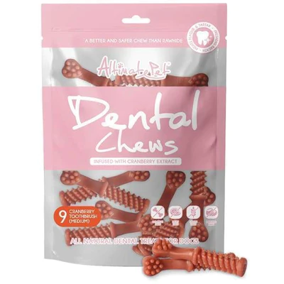 Altimate Pet Dental Chews Medium Cranberry Toothbrush 9pcs 