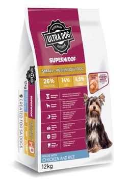 ULTRA SUPERWOOF CHICKEN & RICE SMALL & MEDIUM BREED ADULT - 12KG