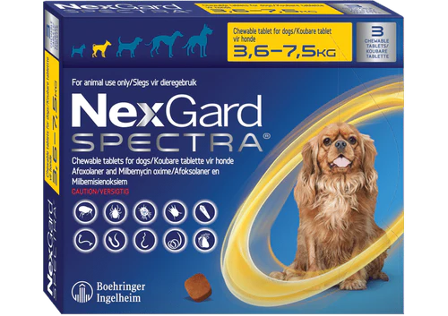 Nexgard Spectra Small 3.6-7.5g Tabs (Pack of 3)