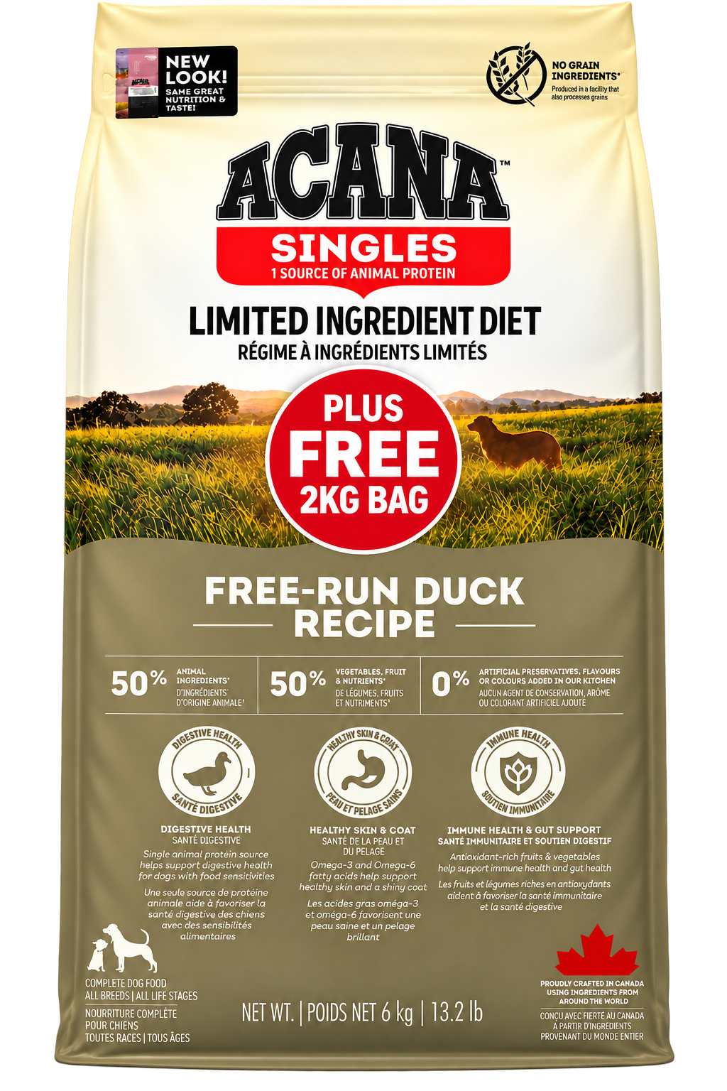 Acana Dog - Singles - Free - Run Duck - All Life Stages Formula - 11.4kg