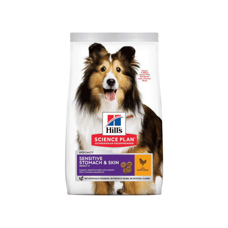 HILL'S SCIENCE PLAN Adult Sensitive Stomach & Skin Medium & Large Breed Dry Dog Food Chicken Flavour - 2.5kg