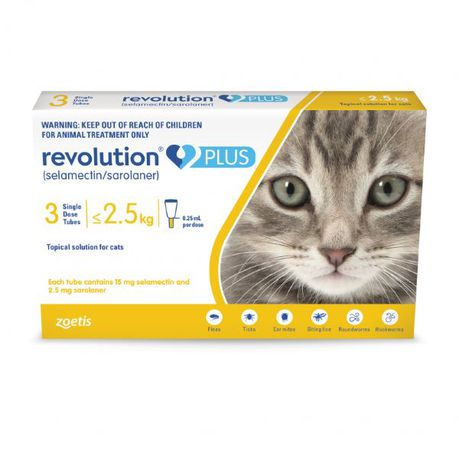 Revolution Plus For Cats Yellow 1.25-2.5kg - 0.25 ml x 3 Tubes