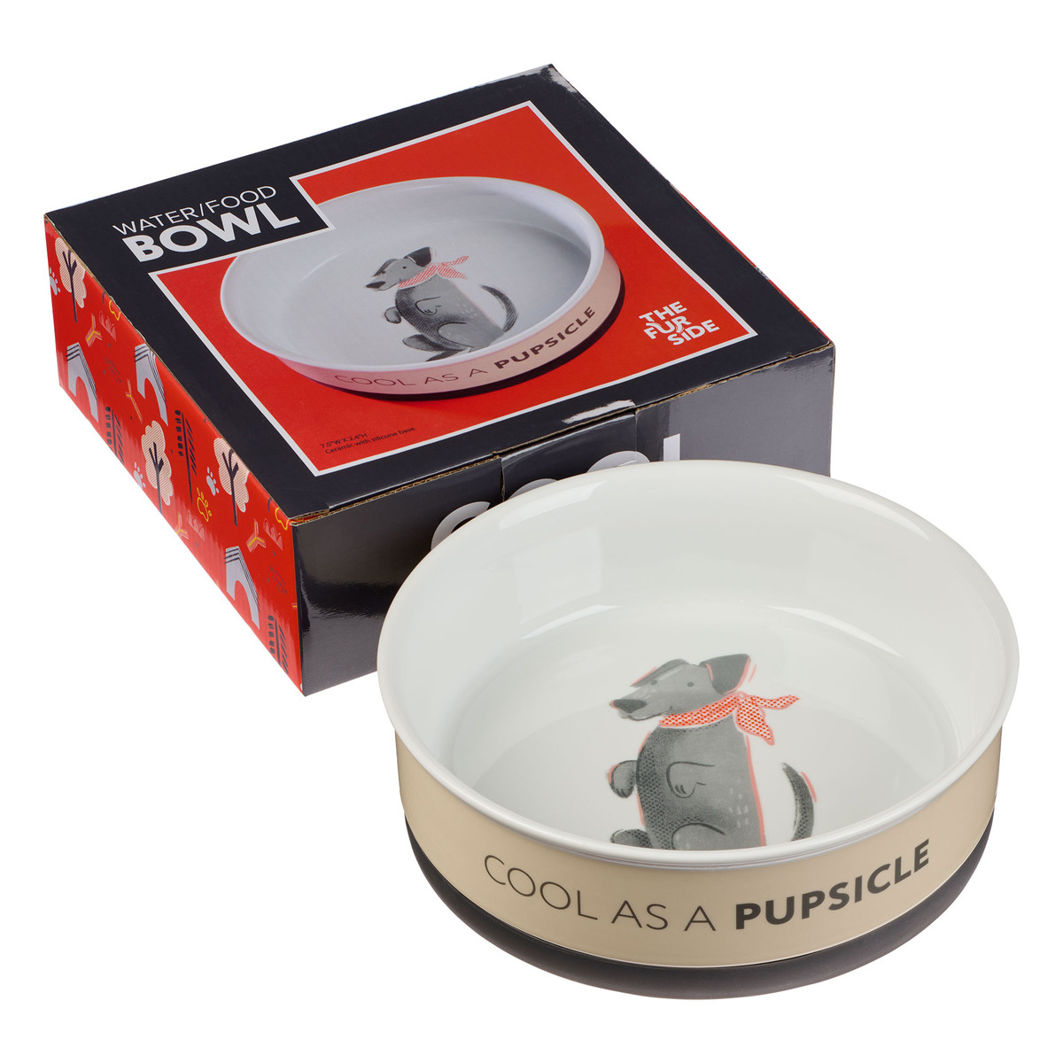 Furside - Cool As A Pupsicle Taupe Ceramic Dog Bowl (Large)